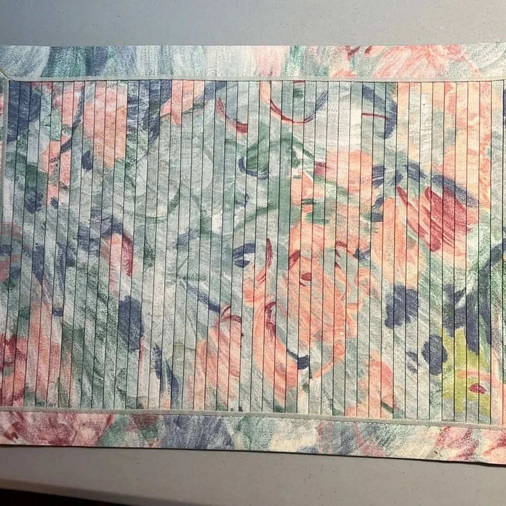 Pleated cotton polyester floral placemats lot of two